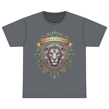 Courage & Integrity Lion T-Shirt — Recovery Warriors Graphic Tee