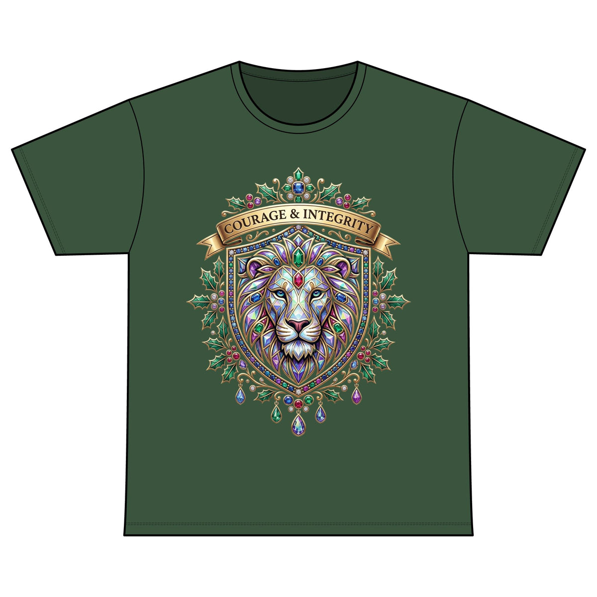 Courage & Integrity Lion T-Shirt — Recovery Warriors Graphic Tee