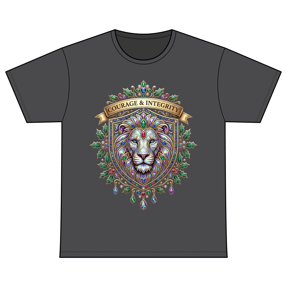 Courage & Integrity Lion T-Shirt — Recovery Warriors Graphic Tee