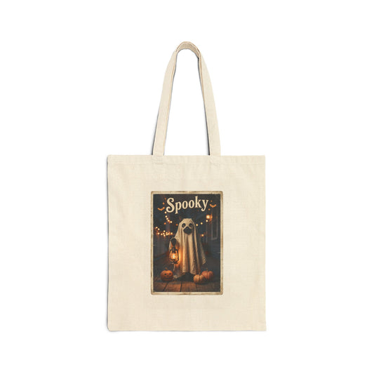 Spooky Ghost Dog Illustration Tote | Spooky Animals Halloween Pumpkin