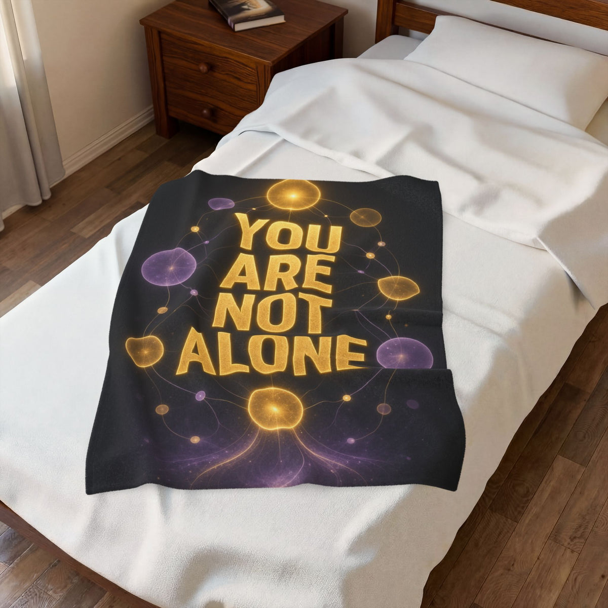 You Are Not Alone Velveteen Plush Blanket – Comforting Inspirational Throw