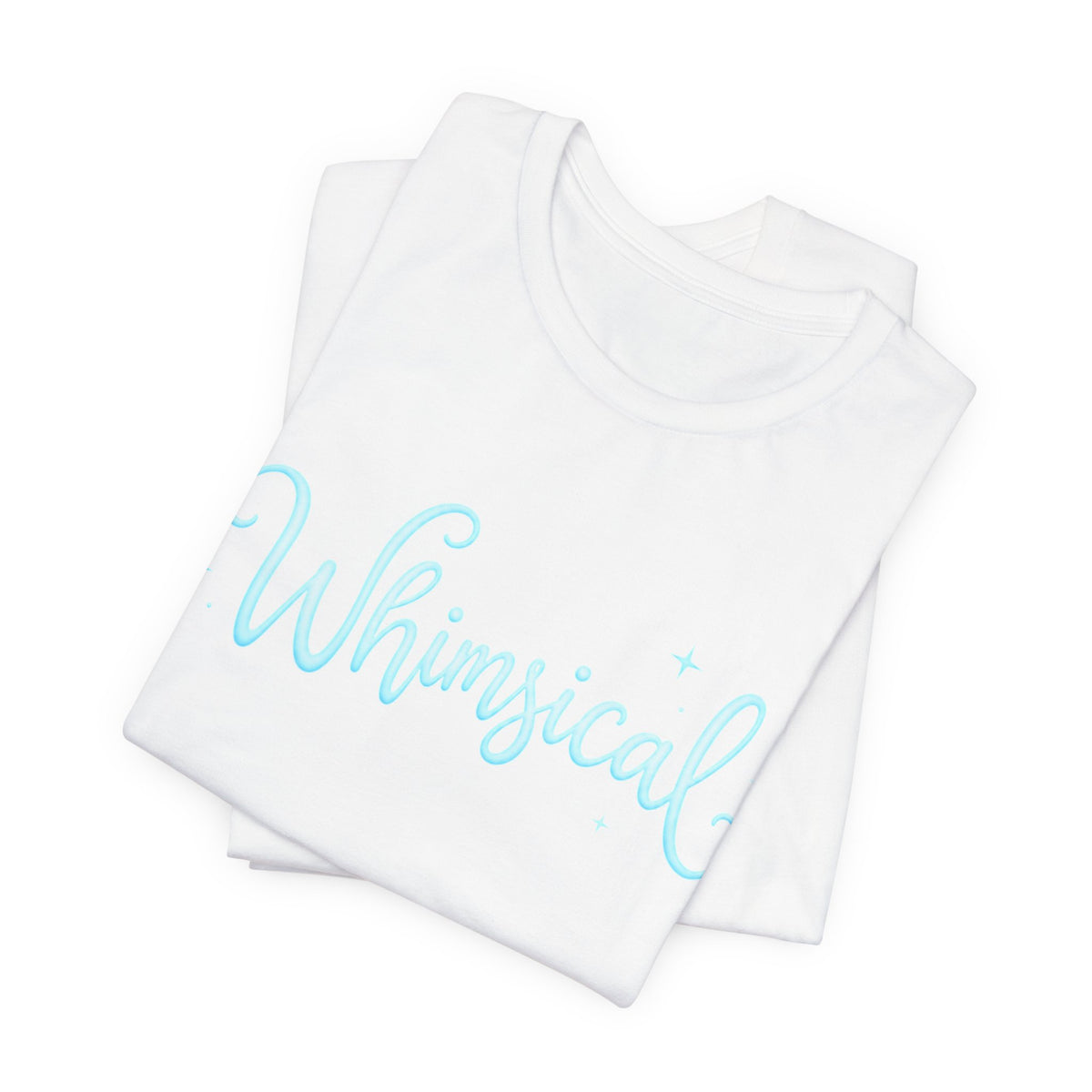 Whimsical Script Tee — Light Blue 'Whimsical' Graphic T-Shirt