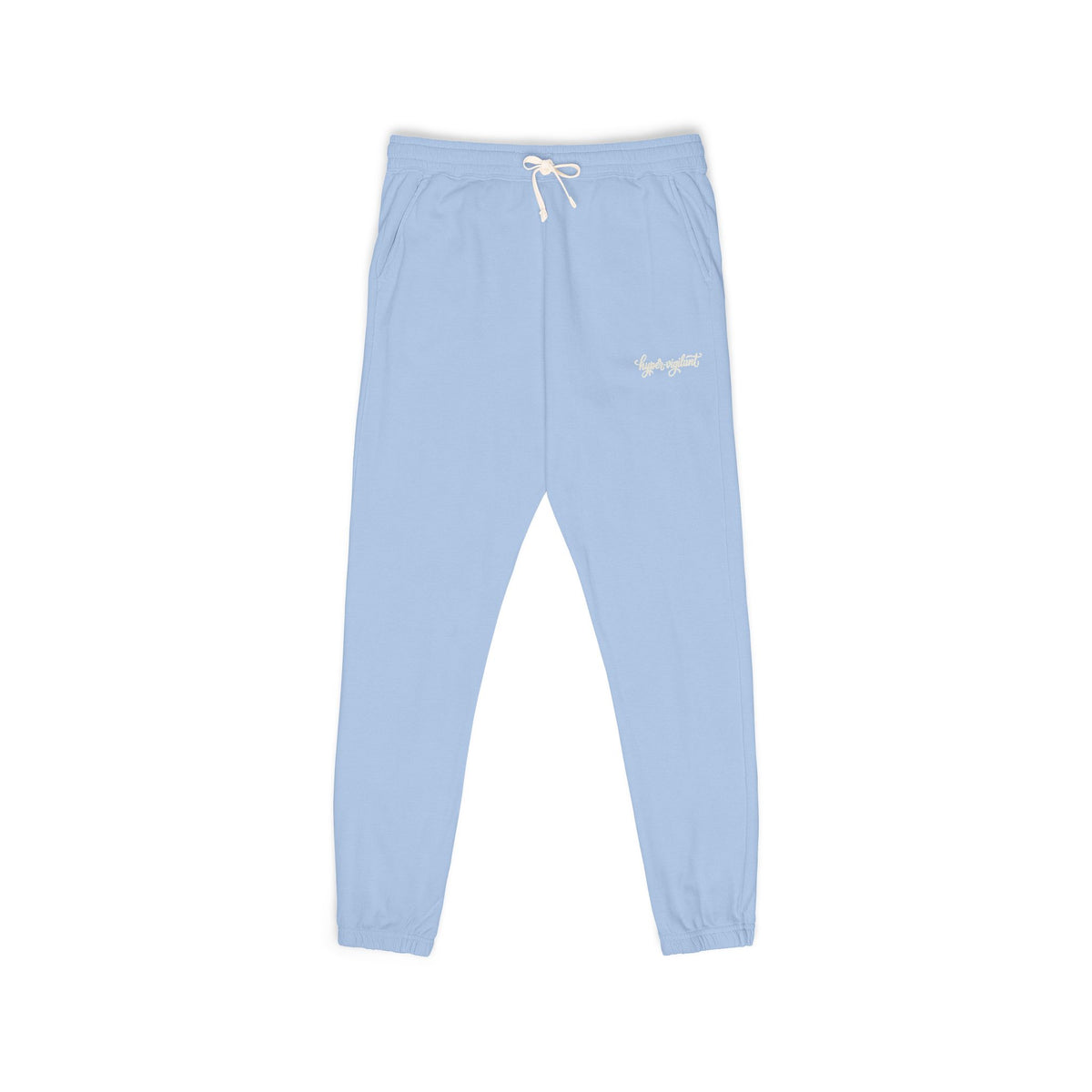 Garment-Dyed Fleece Sweatpants — Relaxed Joggers with 'hyper-vigilant' Script