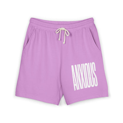 Anxious Graphic Sweat Shorts — Lightweight Garment-Dyed Fleece