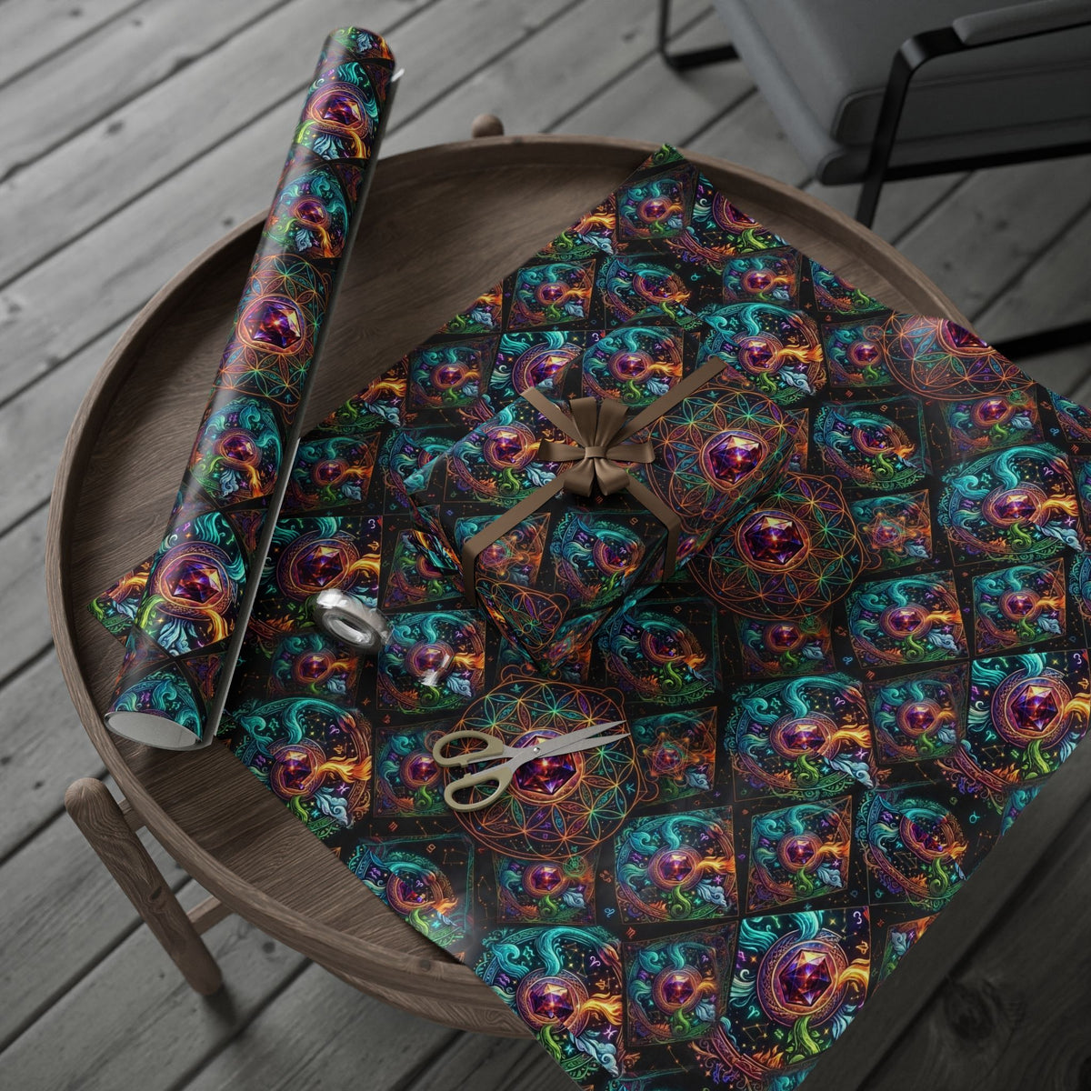 Psychedelic Swirl Wrapping Paper Roll — Rainbow Marble Gift Wrap