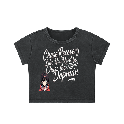 Chase Recovery Like You Used to Chase the Dopeman Anime Snow-Washed Crop Top