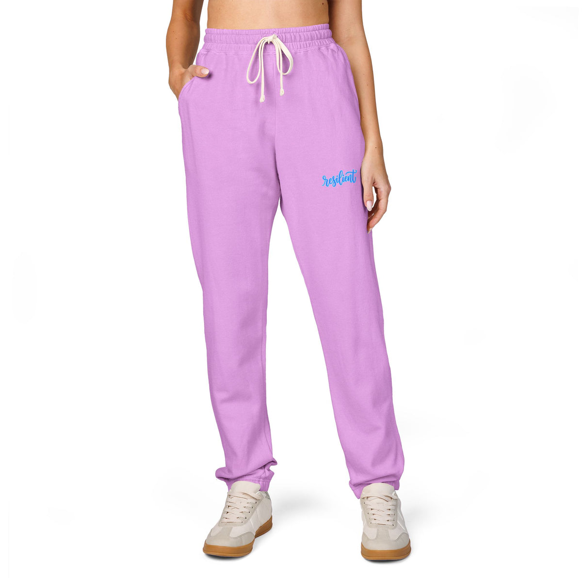 Resilient Script Wave Sweatpants — Garment-Dyed Fleece Joggers