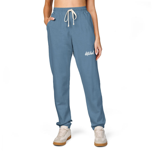Garment-Dyed Fleece Sweatpants — Relaxed Joggers with 'Hyper-Vigilant' Script