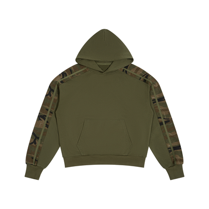 Unisex Boxy Camo Panel Pullover Hoodie