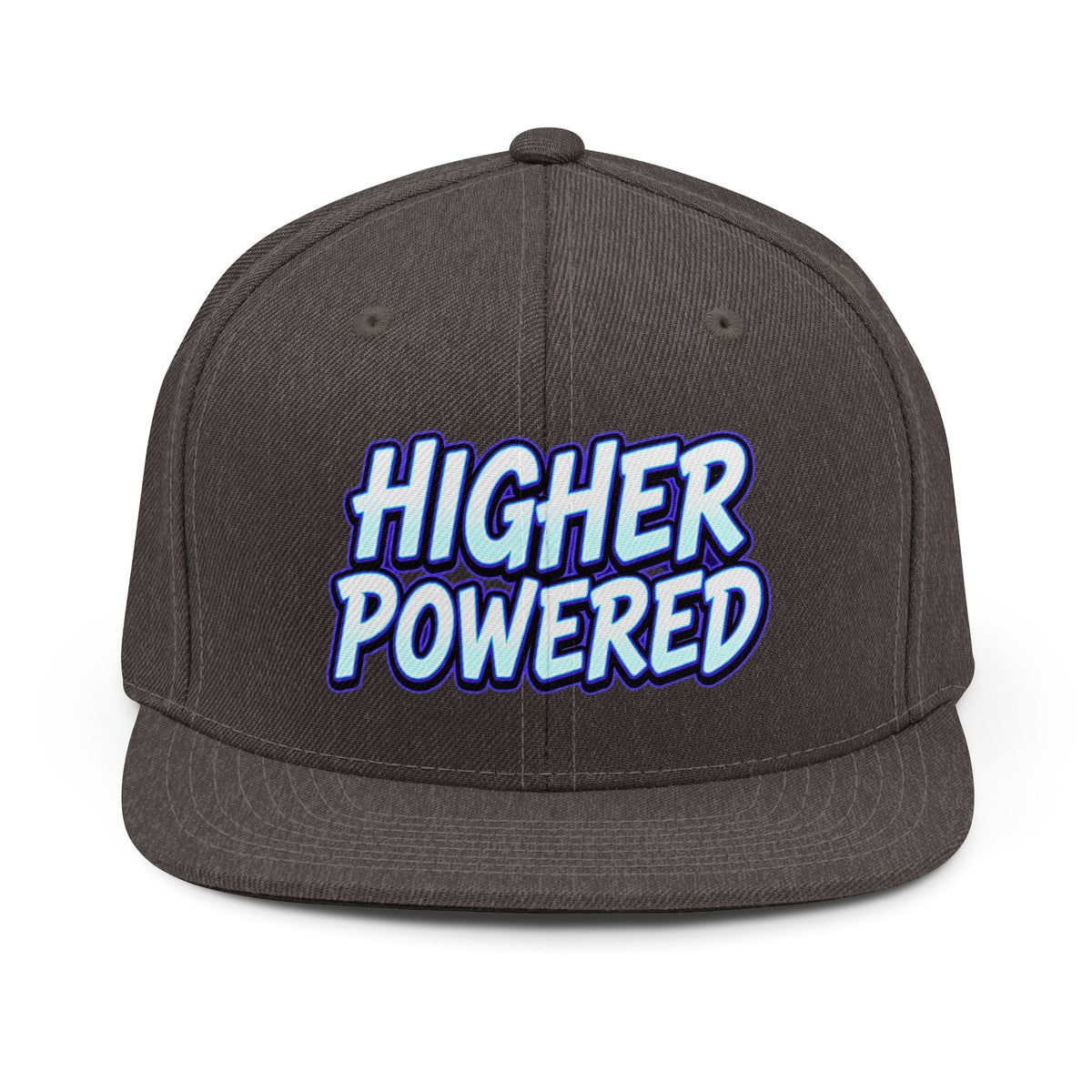Higher Powered Snapback Hat — Bold Retro Script Embroidered Cap