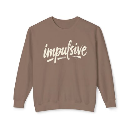 Impulsive Script Crewneck Sweatshirt — Peach Casual Graphic Sweatshirt