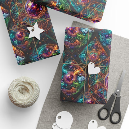 Psychedelic Swirl Wrapping Paper Roll — Rainbow Marble Gift Wrap