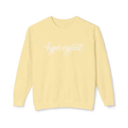 Hyper-Vigilant Crewneck Sweatshirt — Peach Casual Script Pullover