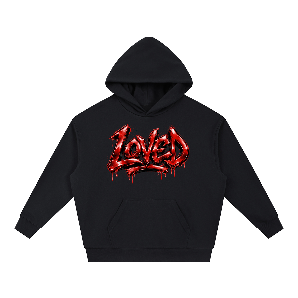 Loved Red Graffiti Boxy Heavyweight Drop-Shoulder Hoodie