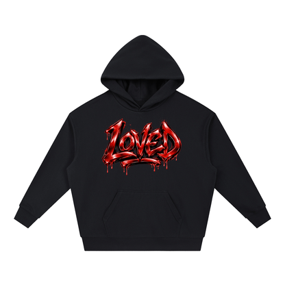 Loved Red Graffiti Boxy Heavyweight Drop-Shoulder Hoodie