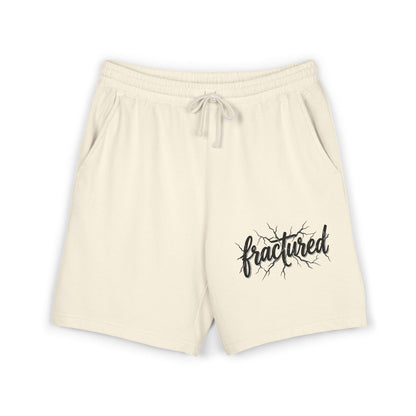 Fractured Logo Sweat Shorts — Lightweight Garment-Dyed Fleece