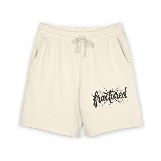 Fractured Logo Sweat Shorts — Lightweight Garment-Dyed Fleece