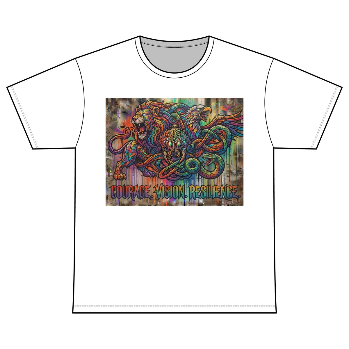 Recovery Warriors T-Shirt — Courage, Vision, Resilience Lion Design