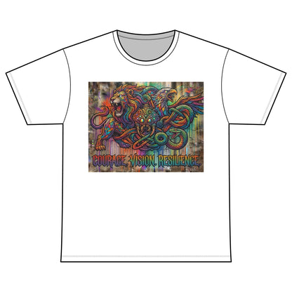 Recovery Warriors T-Shirt — Courage, Vision, Resilience Lion Design