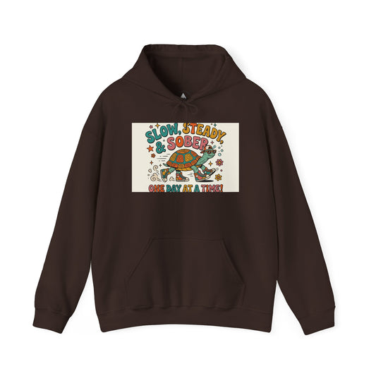 Recovery Hoodie – "Slow, Steady, Sober" Turtle Design