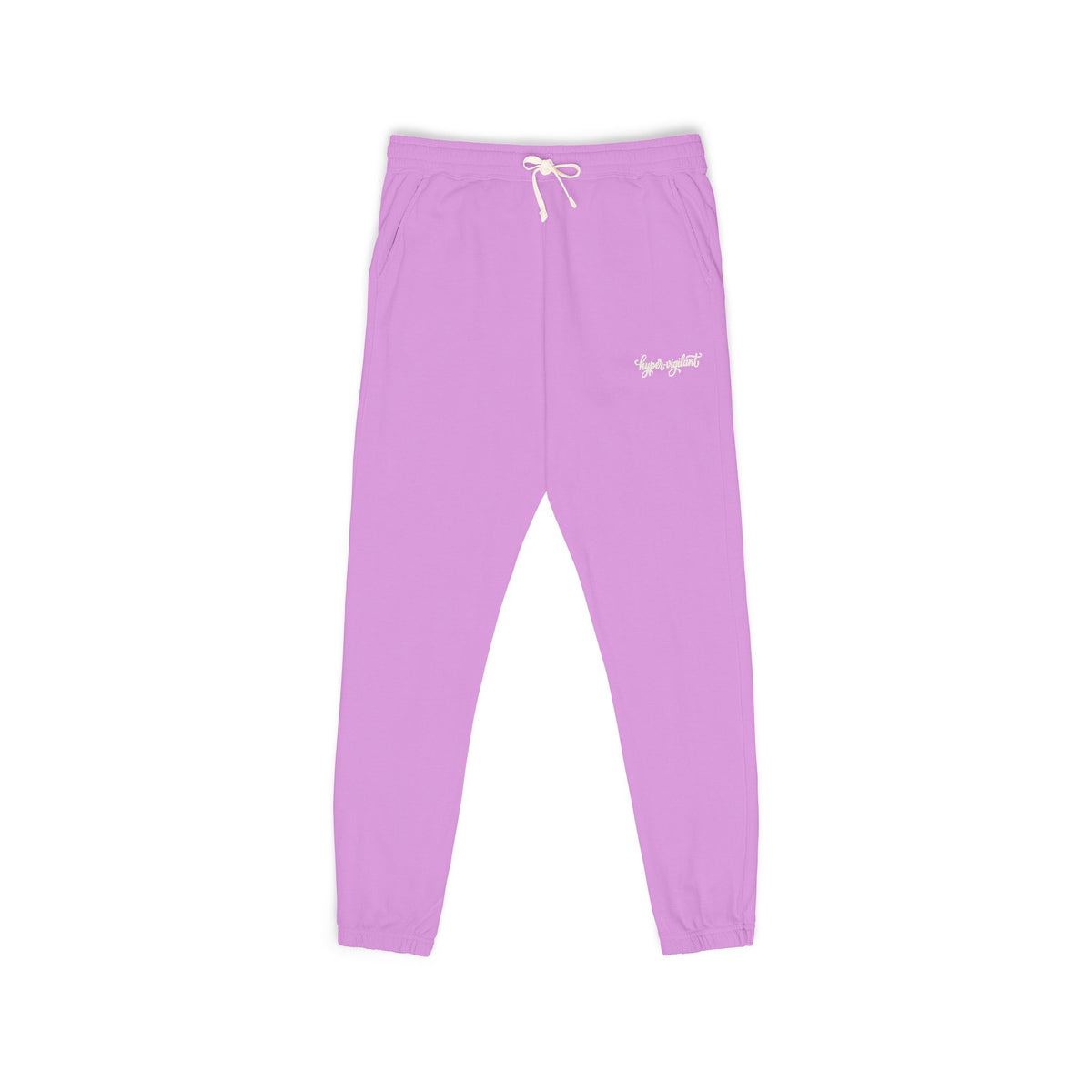 Garment-Dyed Fleece Sweatpants — Relaxed Joggers with 'hyper-vigilant' Script
