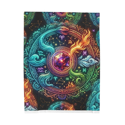 Mystic Elements Velveteen Plush Blanket — Zodiac Fire, Water, Air & Earth Design
