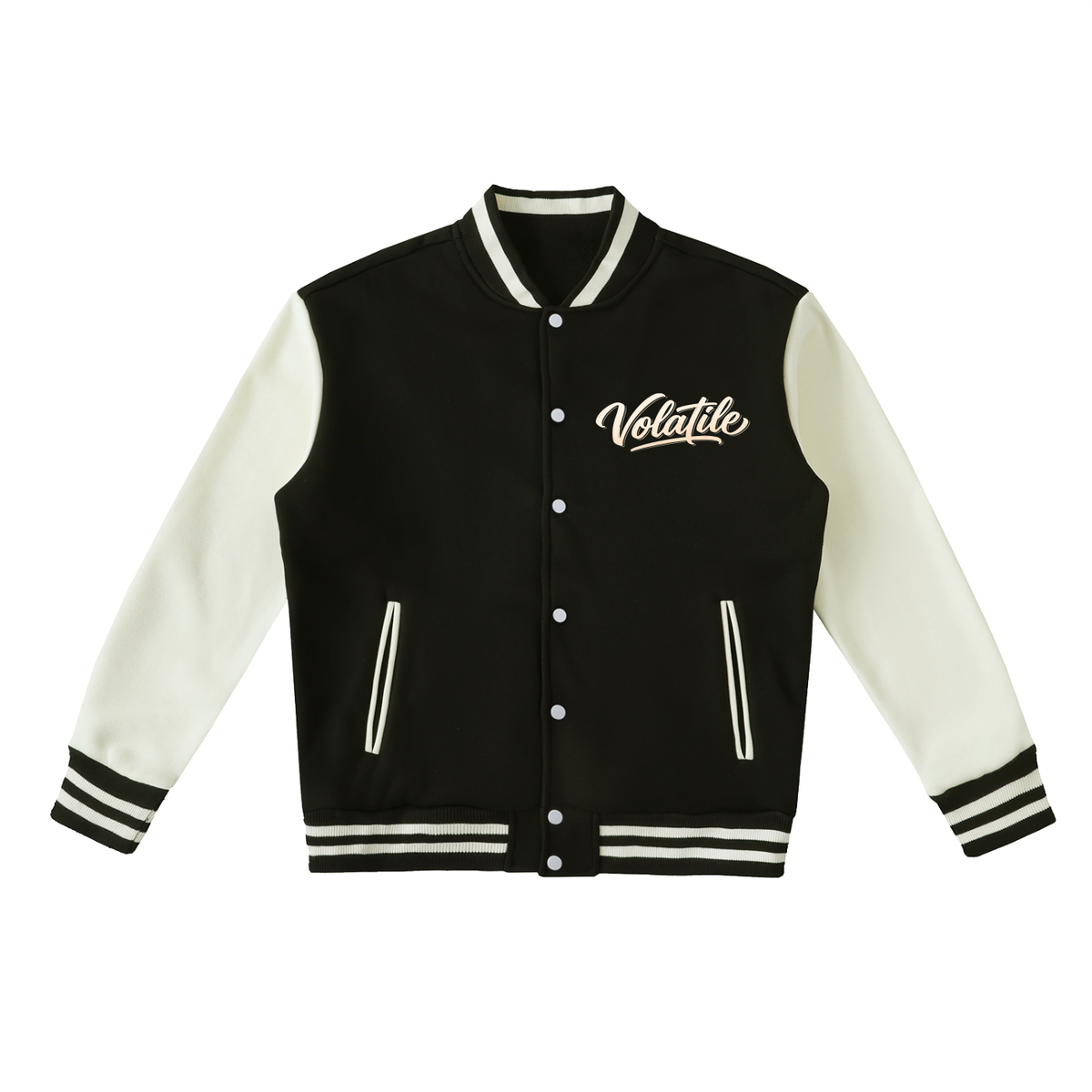 Volatile Script Two-Tone Fleece Varsity Jacket