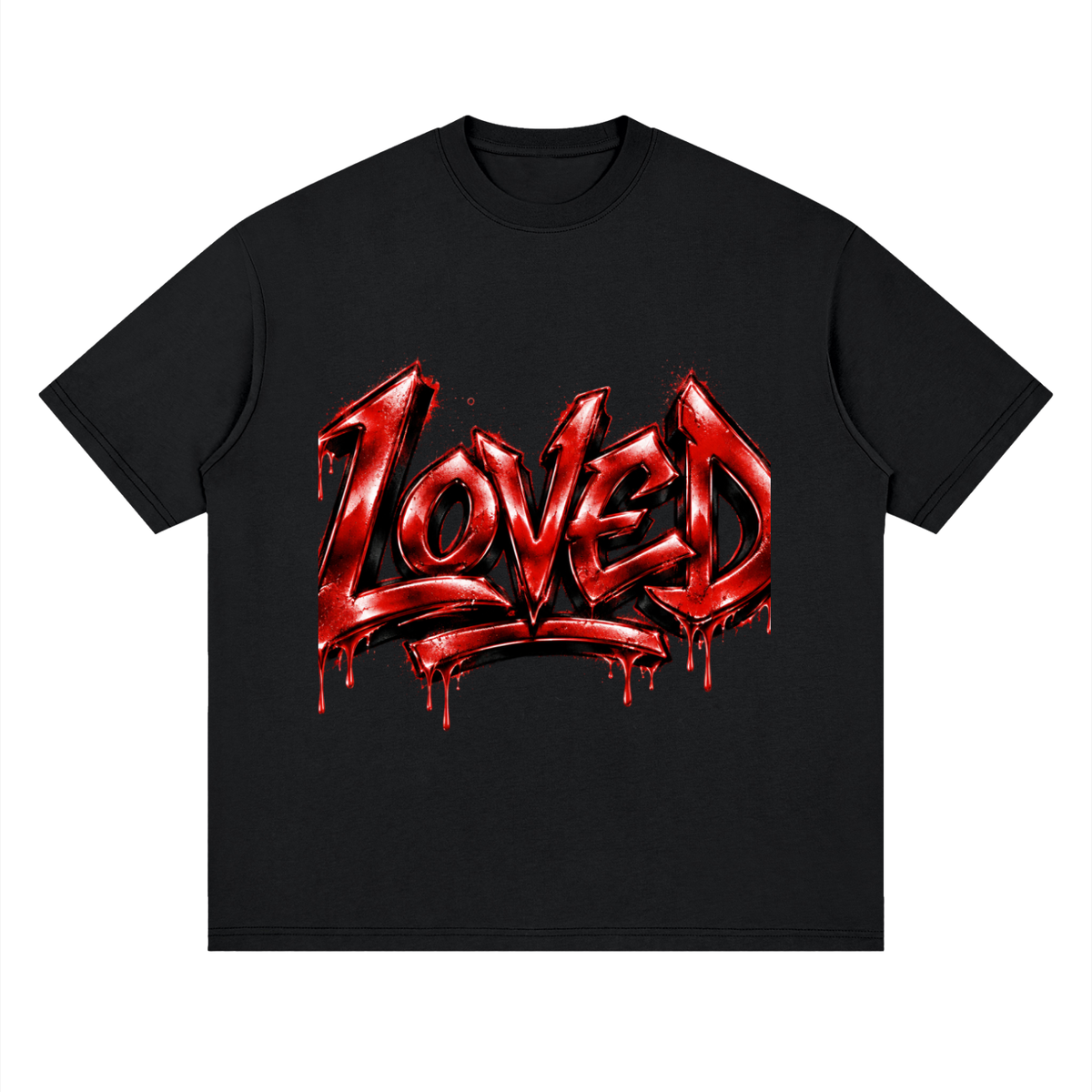 Loved Red Graffiti Loose Drop-Shoulder T-Shirt