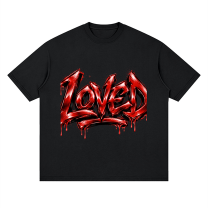Loved Red Graffiti Loose Drop-Shoulder T-Shirt