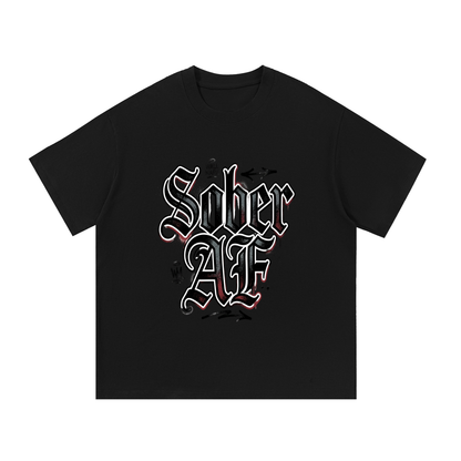 Sober AF Gothic Oversized Tee – Sobriety & Recovery Shirt