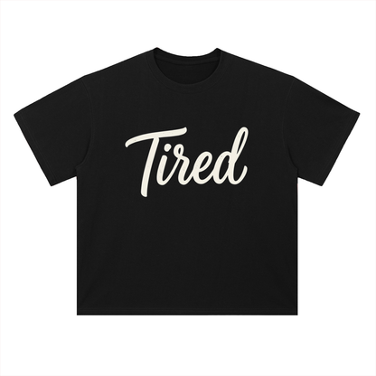 Tired Script Heavyweight Drop-Shoulder Cotton T-Shirt