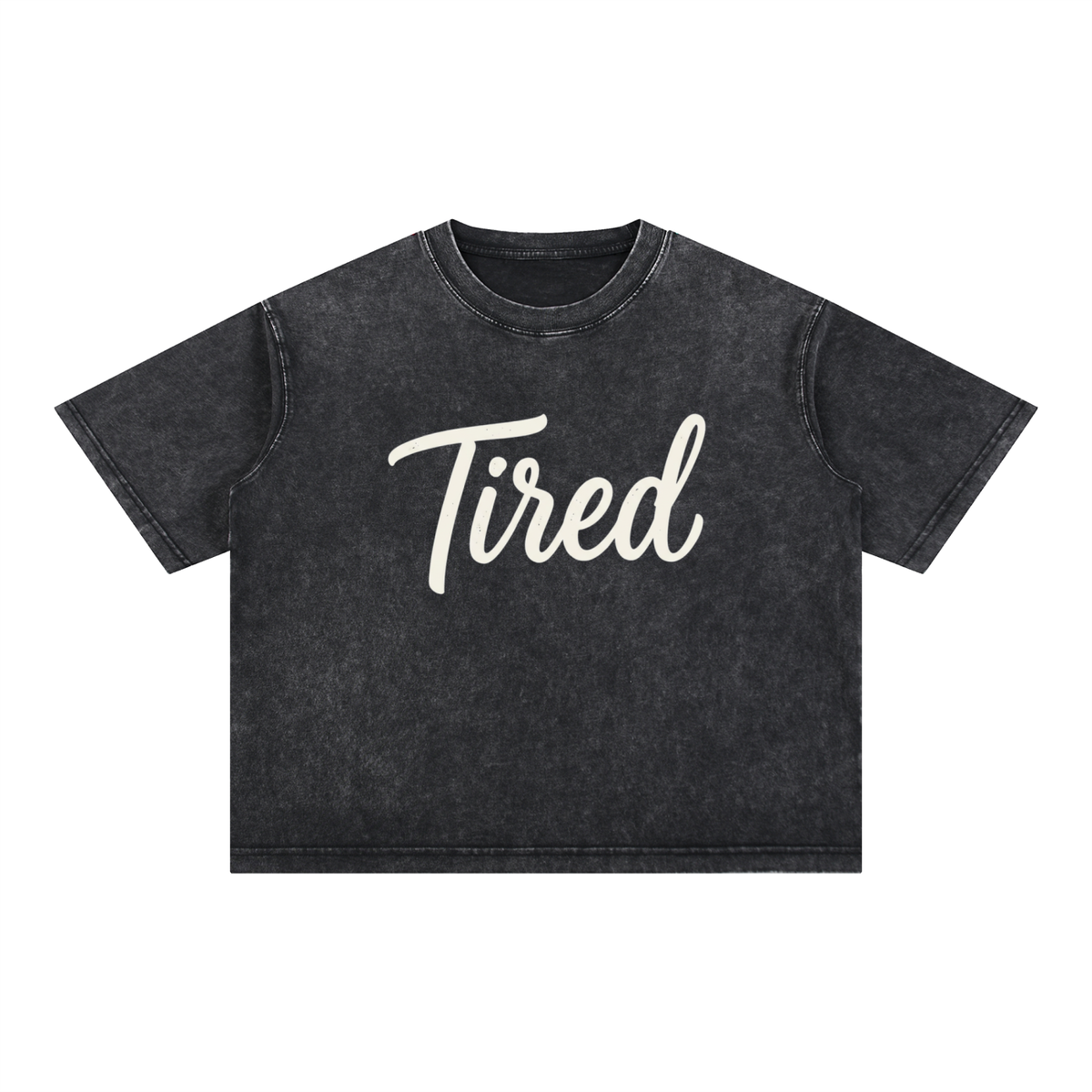 Tired Script Mineral Wash Boxy Cotton T-Shirt