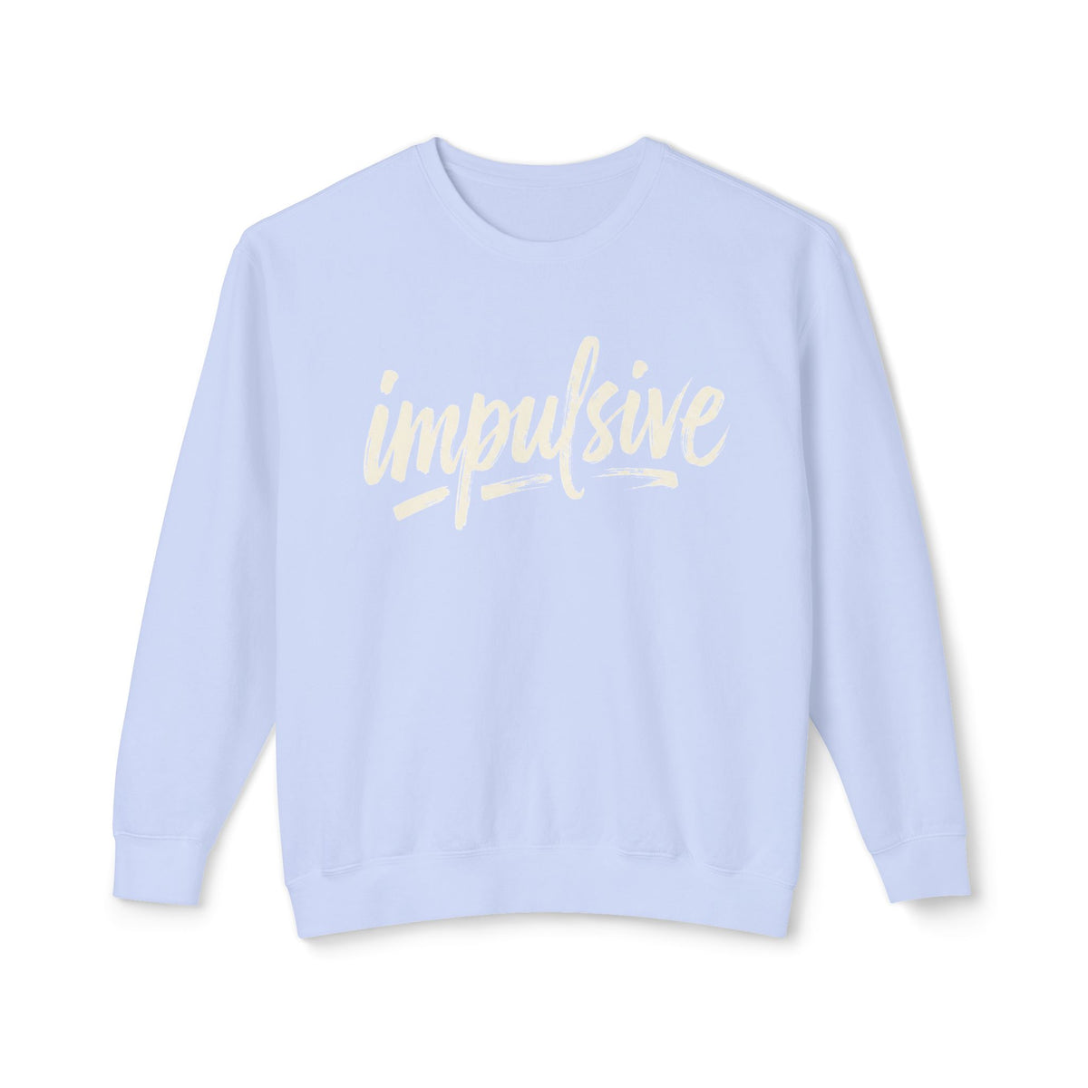 Impulsive Script Crewneck Sweatshirt — Peach Casual Graphic Sweatshirt