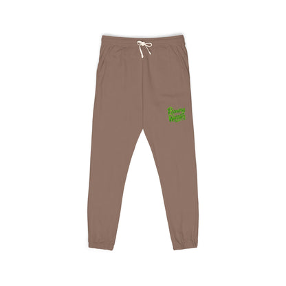 Fleece Sweatpants — Green Leaf Patch Joggers