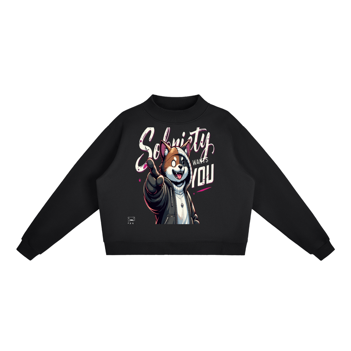 Sobriety Wants You Dog Mock-Neck Fleece Sweatshirt – Recovery Apparel