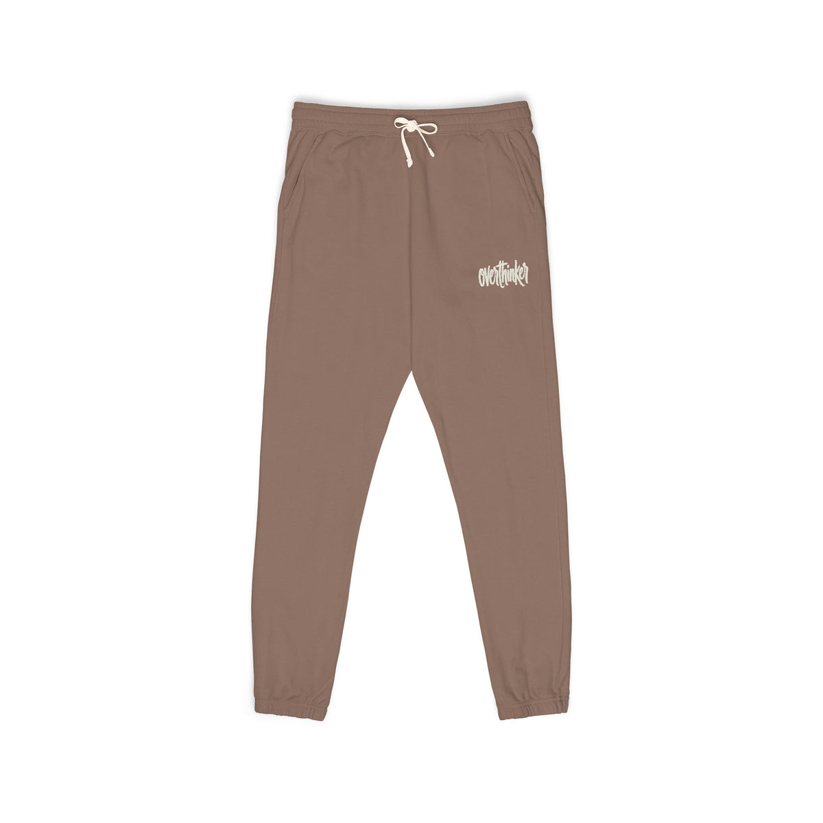 Ember Script Sweatpants — Garment-Dyed Fleece Joggers with "overthinker" Script
