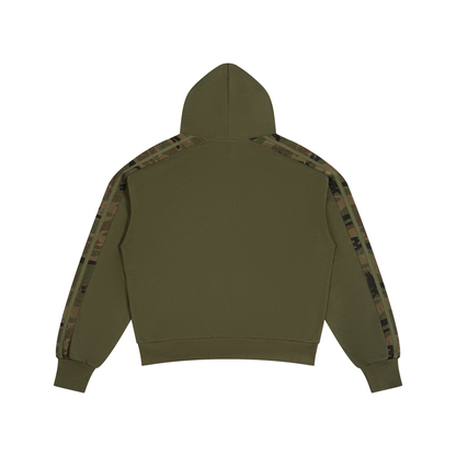 Sober AF Gold Badge Unisex Boxy Camo Paneled Hoodie
