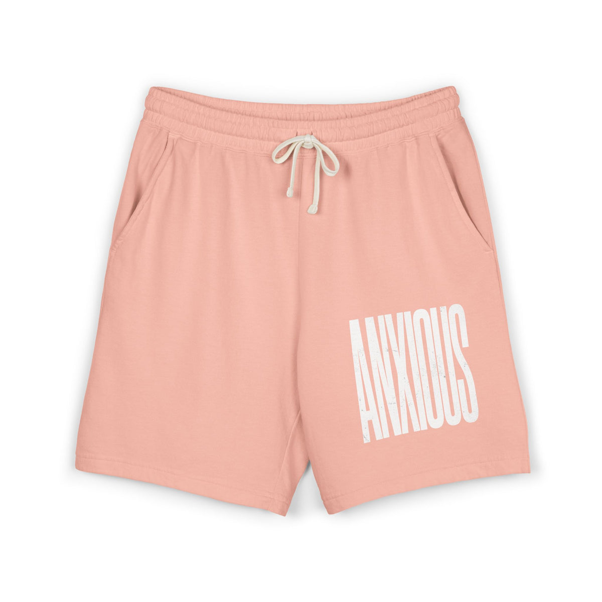 Anxious Graphic Sweat Shorts — Lightweight Garment-Dyed Fleece