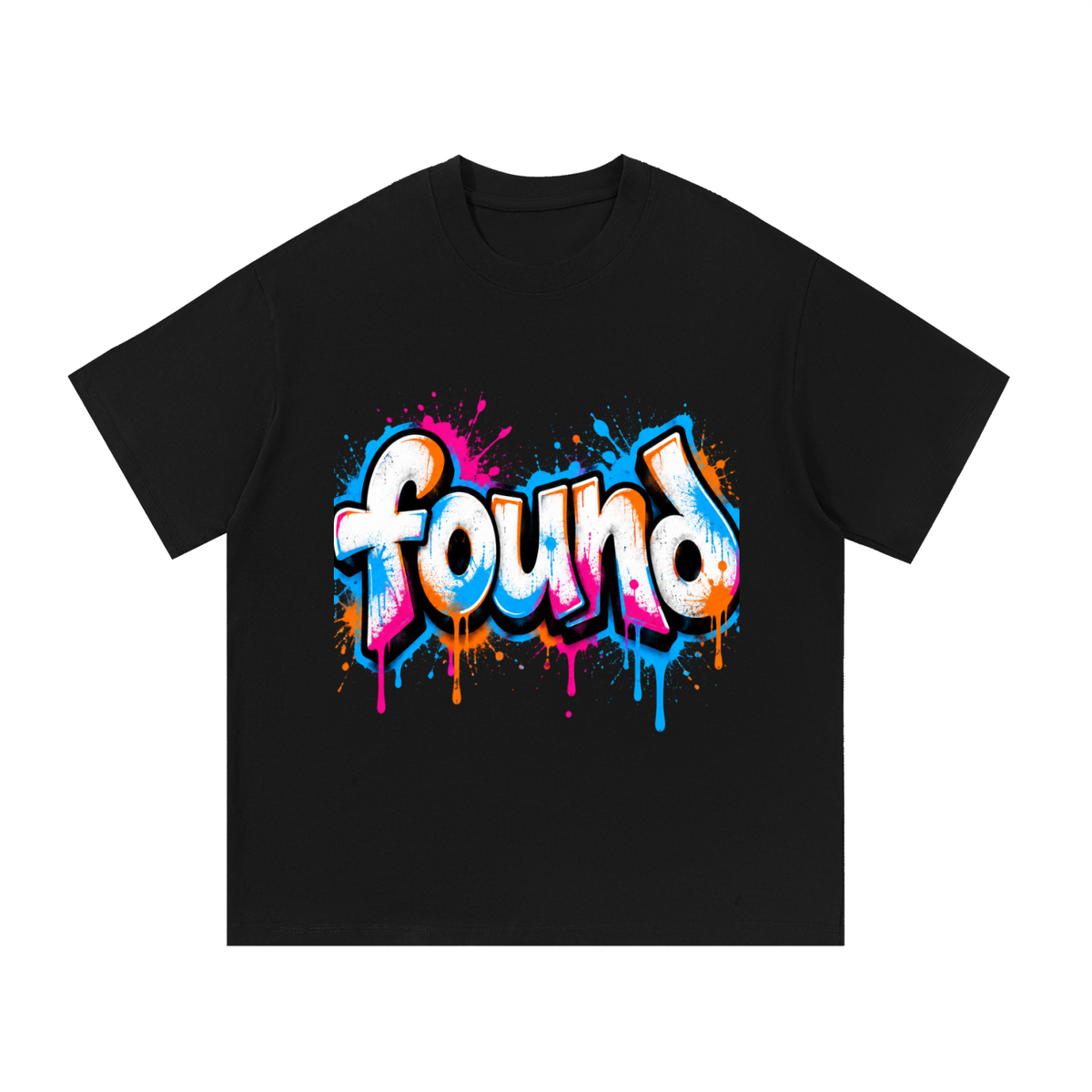 Found Colorful Graffiti Oversized Cotton T-Shirt