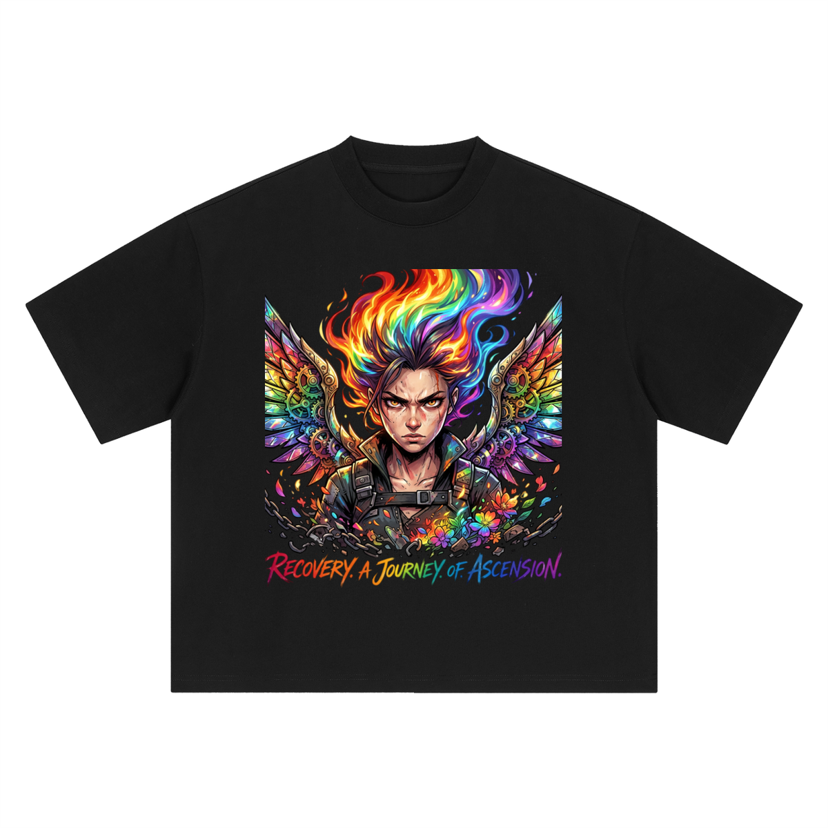 Recovery: A Journey of Ascension Rainbow Warrior Boxy Oversized Cotton T-Shirt