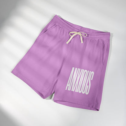 Anxious Graphic Sweat Shorts — Lightweight Garment-Dyed Fleece