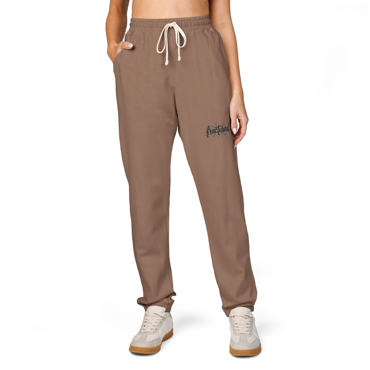 Garment-Dyed Fleece Sweatpants — Fractured Script Cozy Joggers