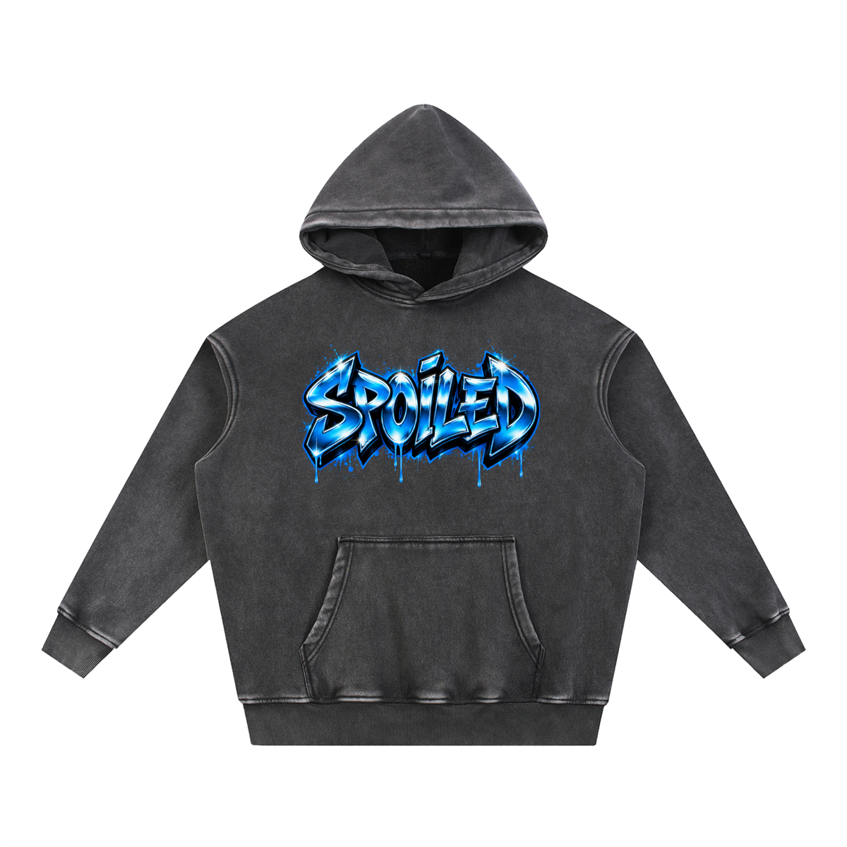 Spoiled Oversized Snow-Wash Fleece Graphic Hoodie