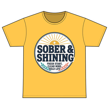 Sober & Shining T-Shirt — Recovery Warriors Inspirational Tee