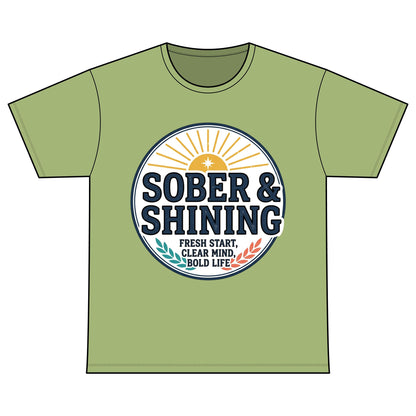 Sober & Shining T-Shirt — Recovery Warriors Inspirational Tee