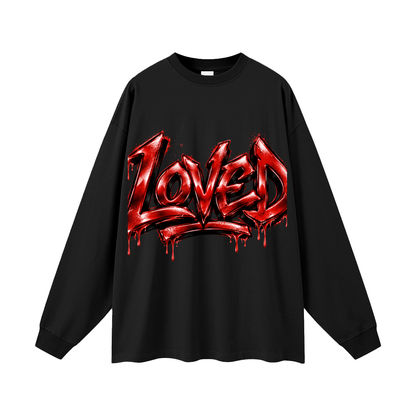 Loved Red Graffiti Oversized Unisex Long Sleeve T-Shirt