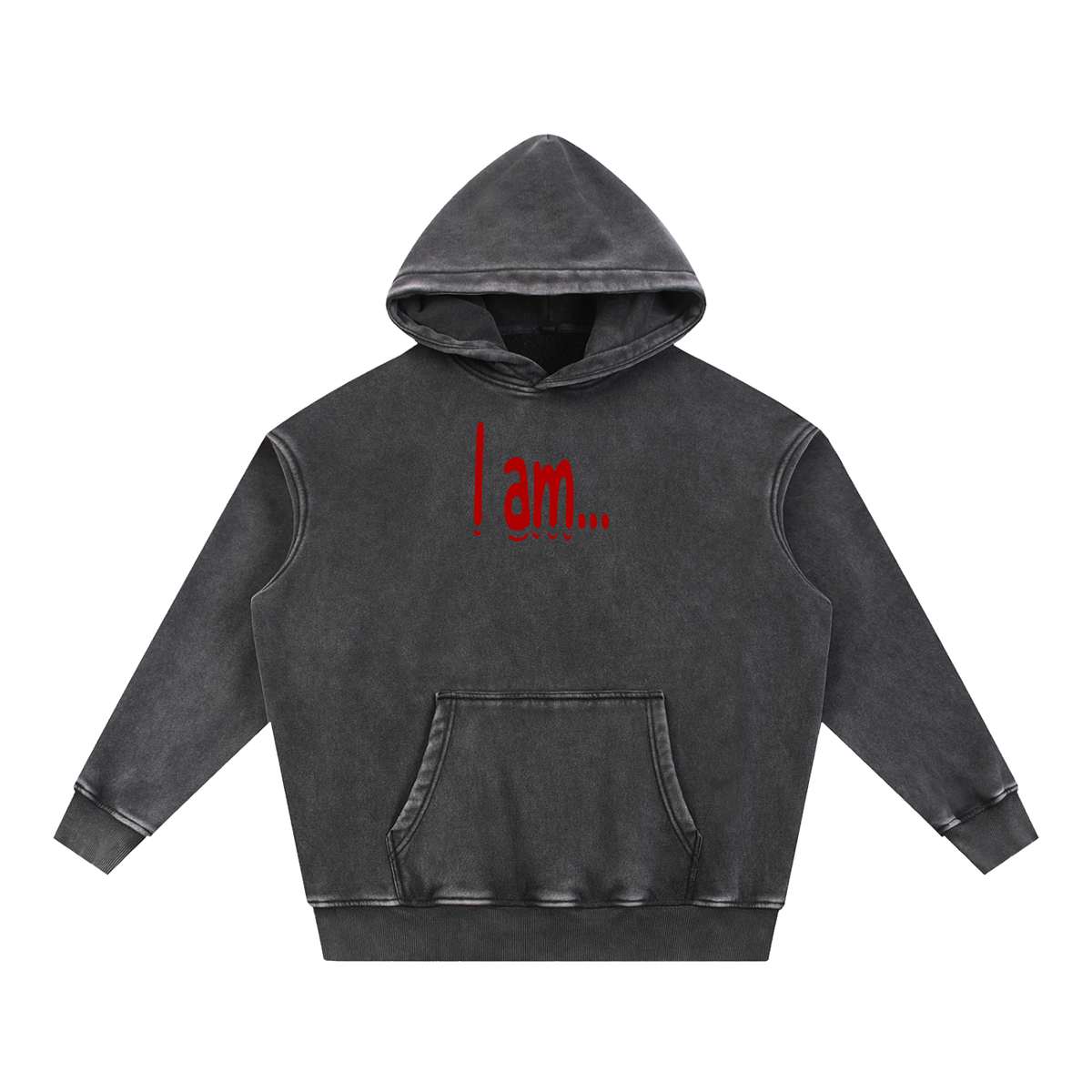 I Am Red Lettering Snow-Wash Oversized Fleece Hoodie – Recovery Gift