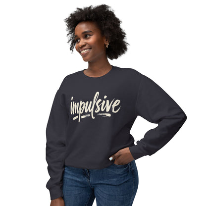 Impulsive Script Crewneck Sweatshirt — Peach Casual Graphic Sweatshirt