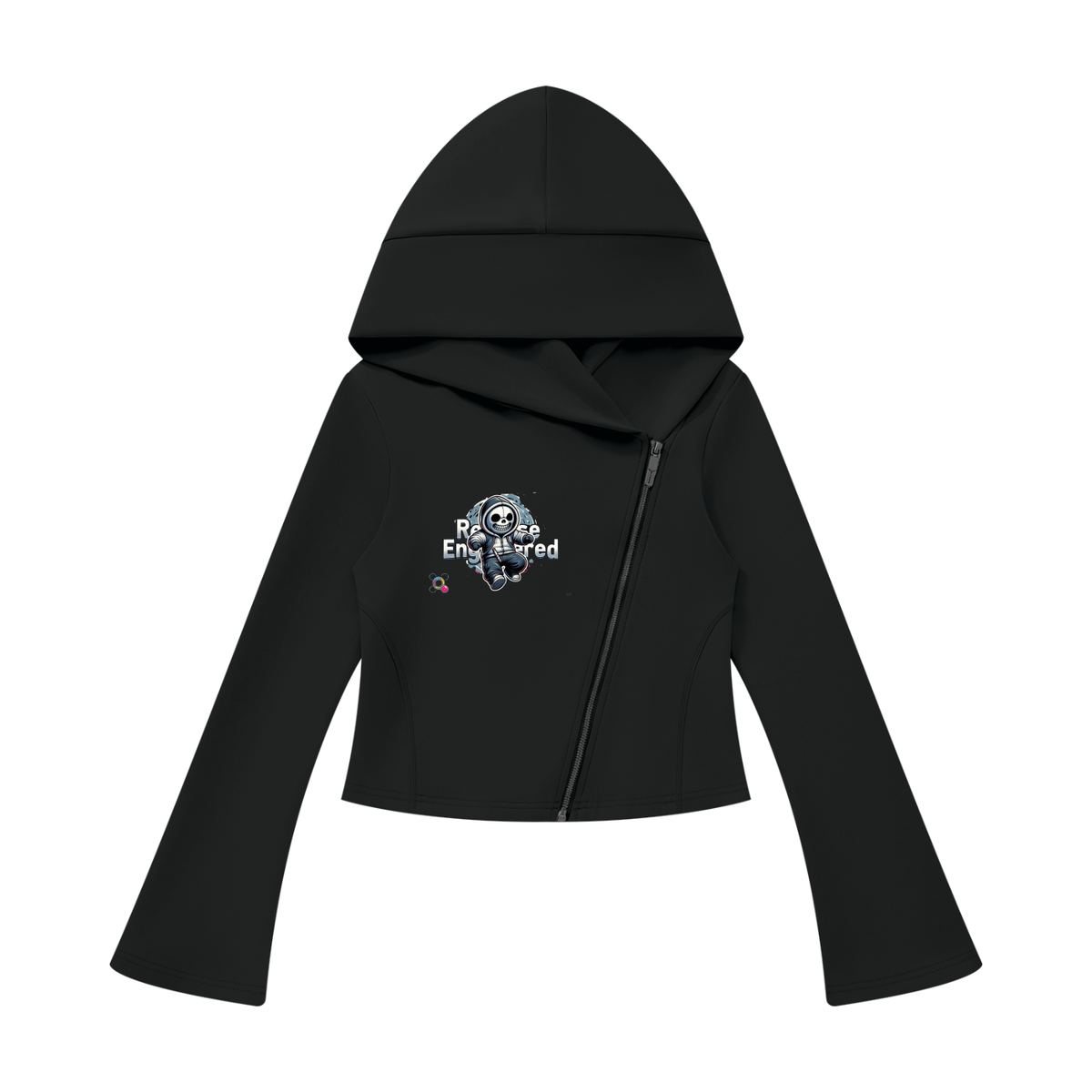 Skeleton Graphic Women's Bell-Sleeve Full-Zip Hoodie