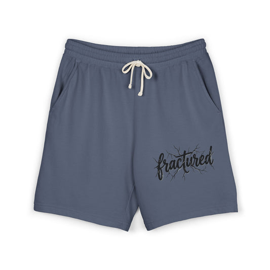 Fractured Logo Sweat Shorts — Lightweight Garment-Dyed Fleece